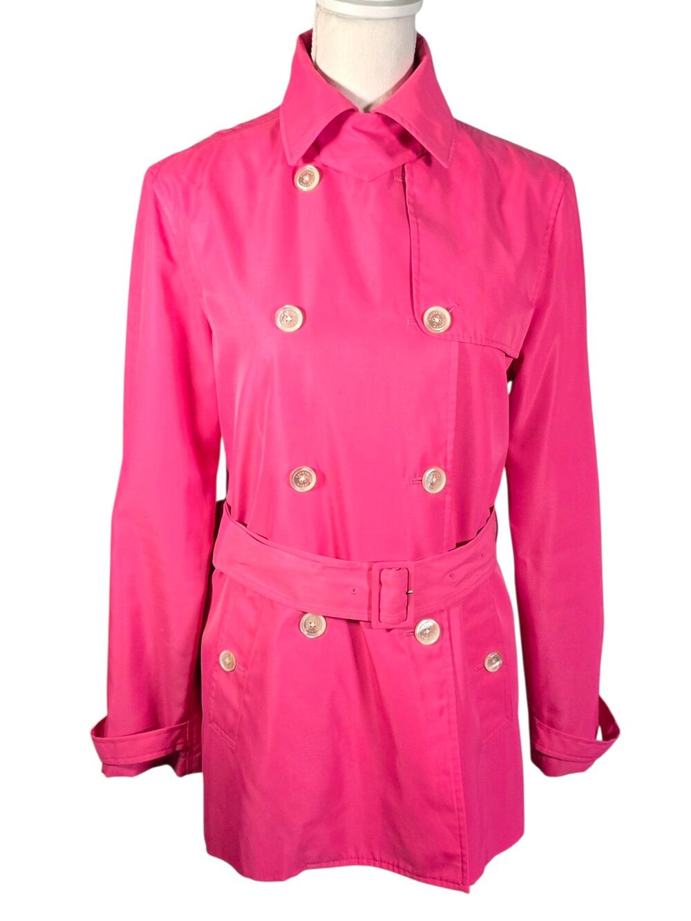 Lauren Ralph Lauren Fuchsia Pink Belted Trench Coat Women's Small